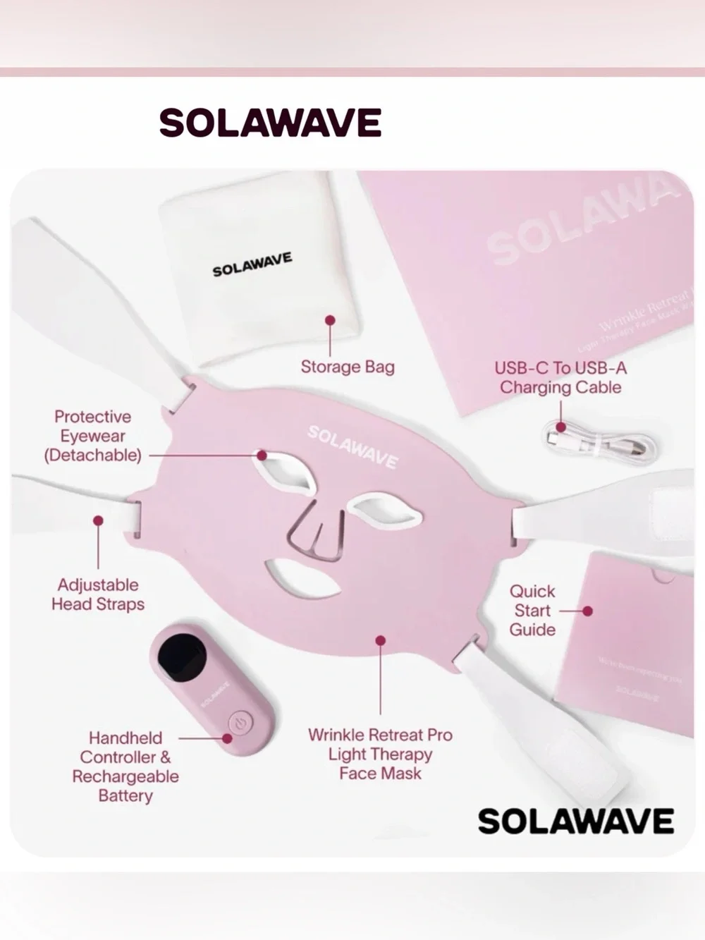 Solawave BOGO - Pink LED Facial & Neck+Chest Masks